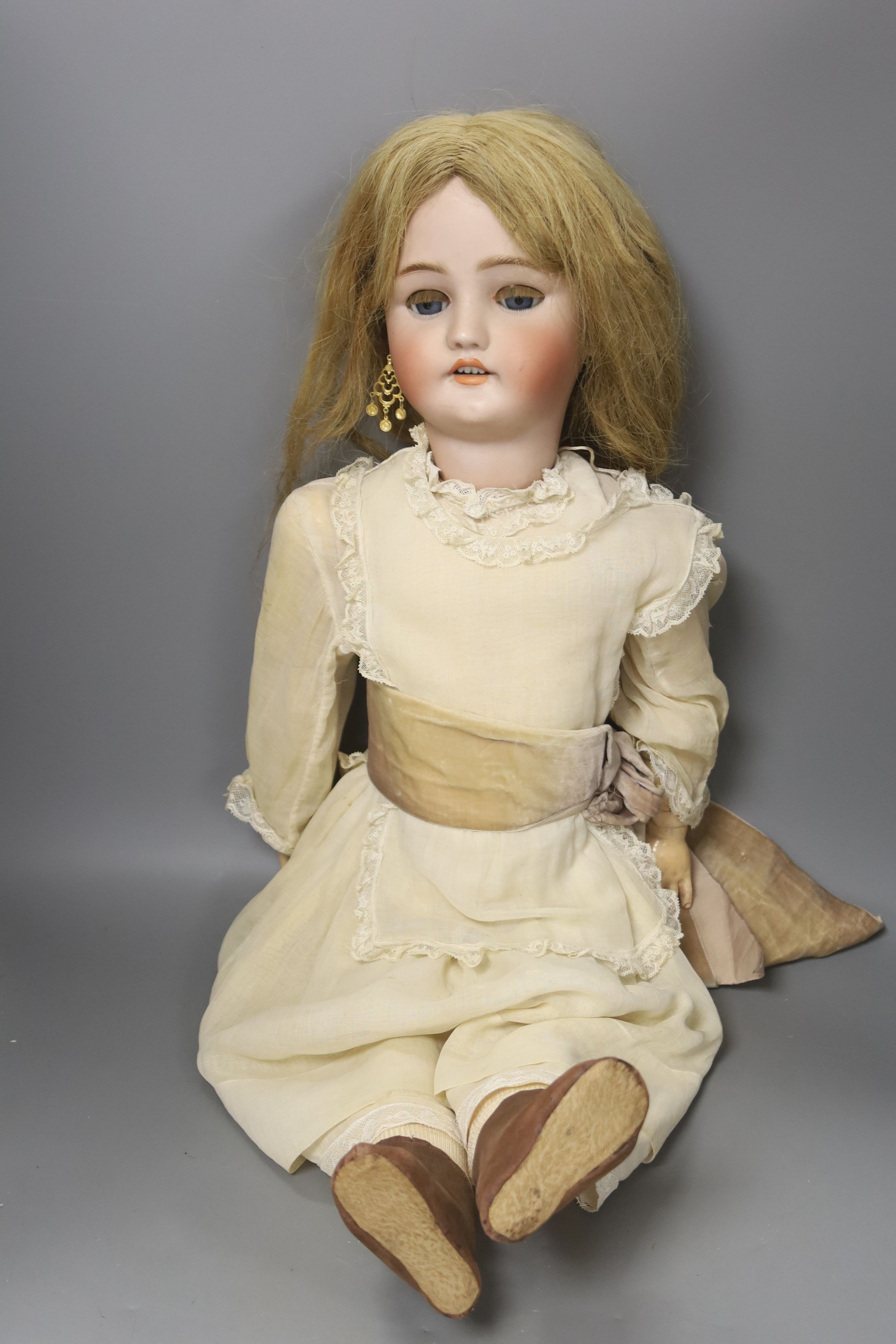 A Large Simon & Halbig C M Bergmann 13 1/2 bisque headed doll